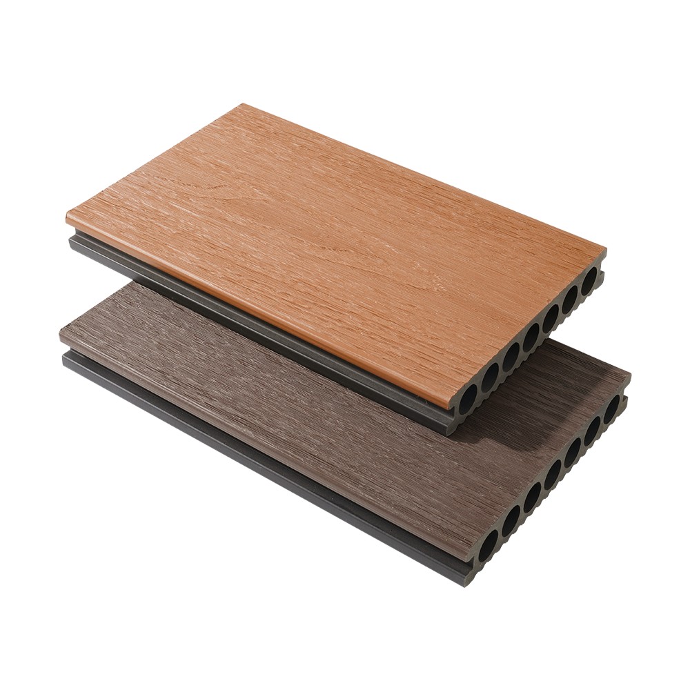 Decking WPC Tujuh Lubang Co-ekstrusi （Garis Halus Satu Sisi）