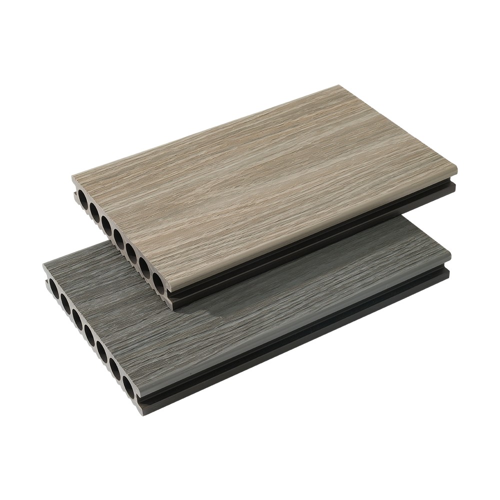 Decking WPC Tujuh Lubang Co-ekstrusi （Garis Halus Satu Sisi）