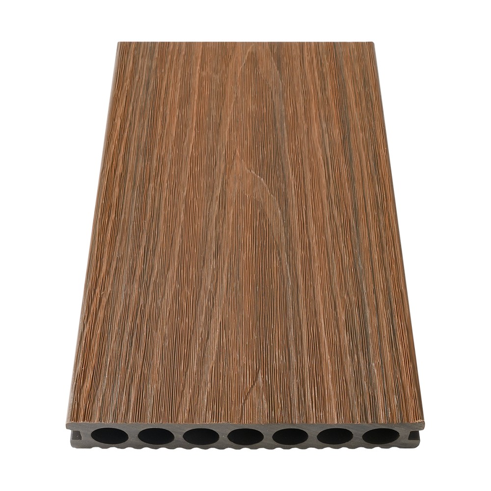 Decking WPC Tujuh Lubang Co-ekstrusi （Garis Halus Satu Sisi）