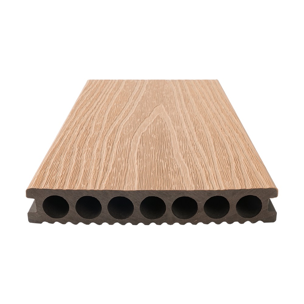 Decking WPC Tujuh Lubang Co-ekstrusi （Garis Halus Satu Sisi）